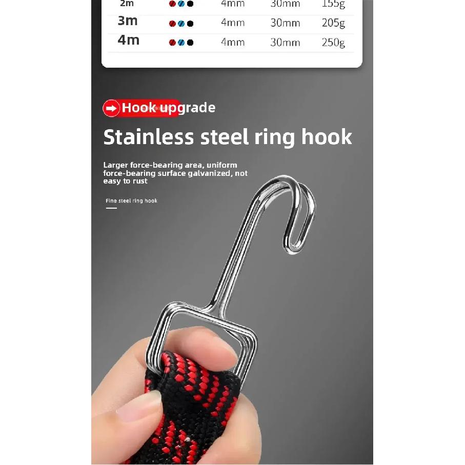 1M/2M/3M Motorcycle Elastic Rubber Luggage Rope with Cord Hooks Bike Roof Rack Strap Auto Fixed Band Tie Car Accessories