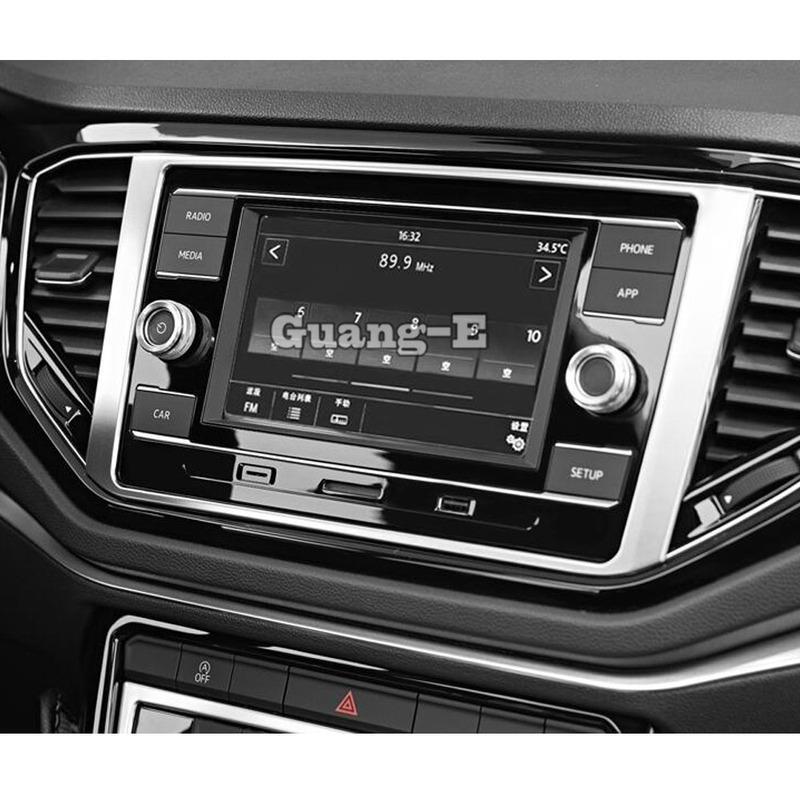 Car Display Bar Navigation Decorative Frame For Volkswagen VW T-ROC TROC 2017 2018    Stainless Steel Interior 1pcs