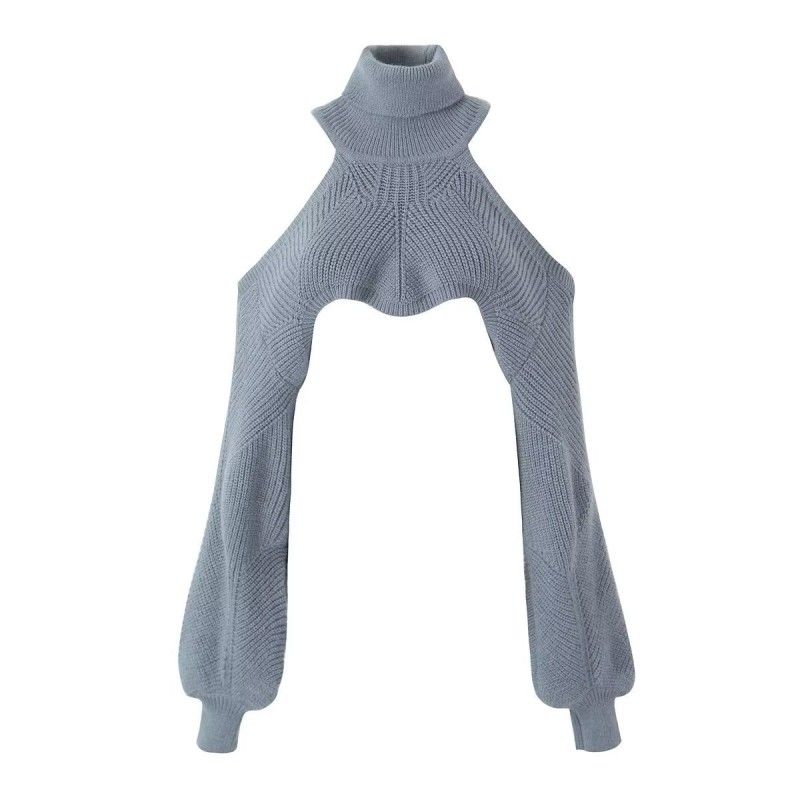 Off-the-Shoulder Cool Girl Fashion Ins Turtleneck Knitting Small Waistcoat