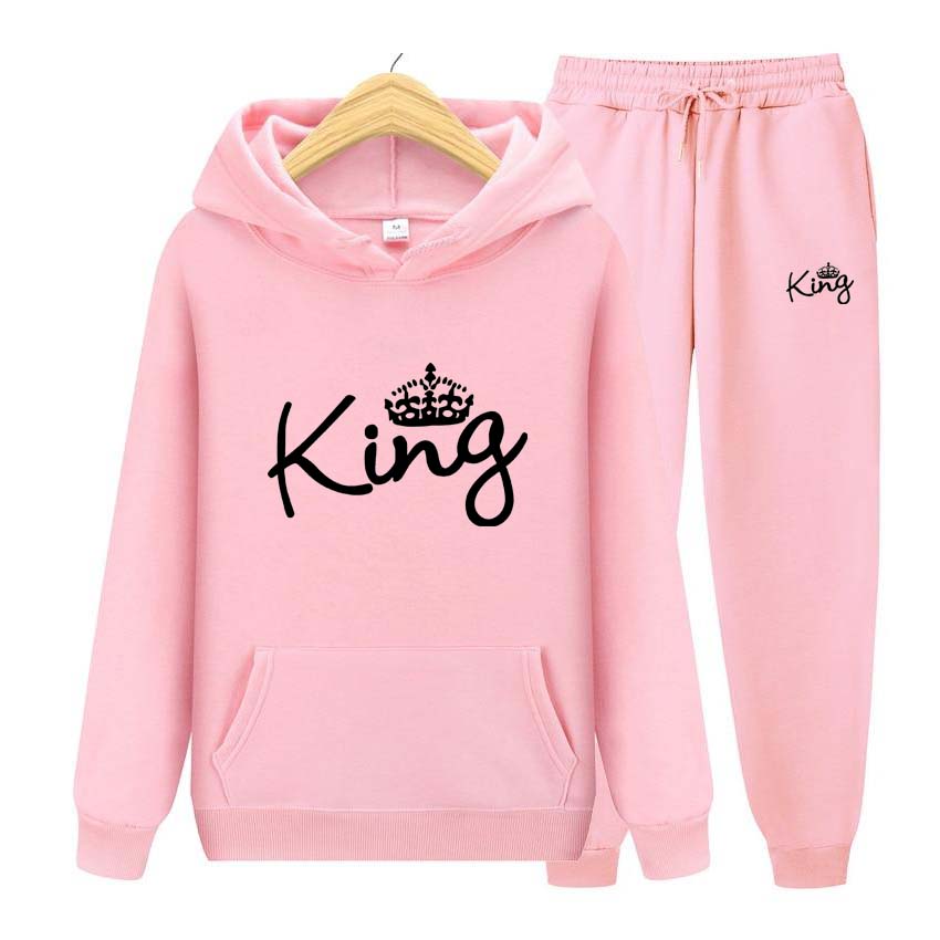 Men Tracksuits Set Spring Autumn King Print Sweatshirt Long Sleeve Hoodie Set Men Womens Hoodies Pants Clothes