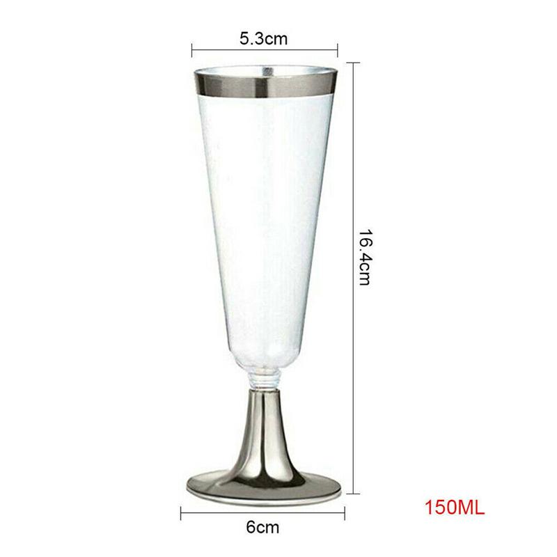 6Pcs/Set 150ml Disposable Red Wine Glass Plastic Champagne Flutes Glasses Cocktail Goblet Wedding Party Supplies Bar Drink Cup