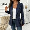 Giacca Casual da Donna a Righe con un Bottone, Giacca Traspirante da Lavoro Business Slim Fit, Cappotto a Maniche Lunghe con Collo a Lancia per l'Autunno