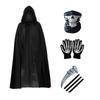 Set Costume Mietitore di Ossa di Halloween con Mantello Nero, Mantellina e Falce per Bambini e Adulti