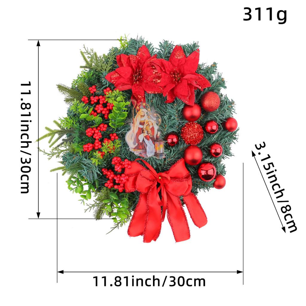 Christmas Decorations Scene Arrangement Props Jesus Christmas Wreath Door Hanging