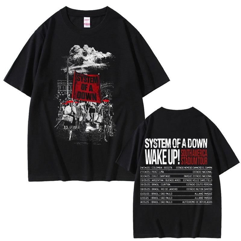 

2025 Літо System of A Down Wake Up Tour Футболки Чоловічі Жіночі Вінтажний Рок Оверсайз 90-х Альтернативний Метал Мерч Футболка для відпочинку S