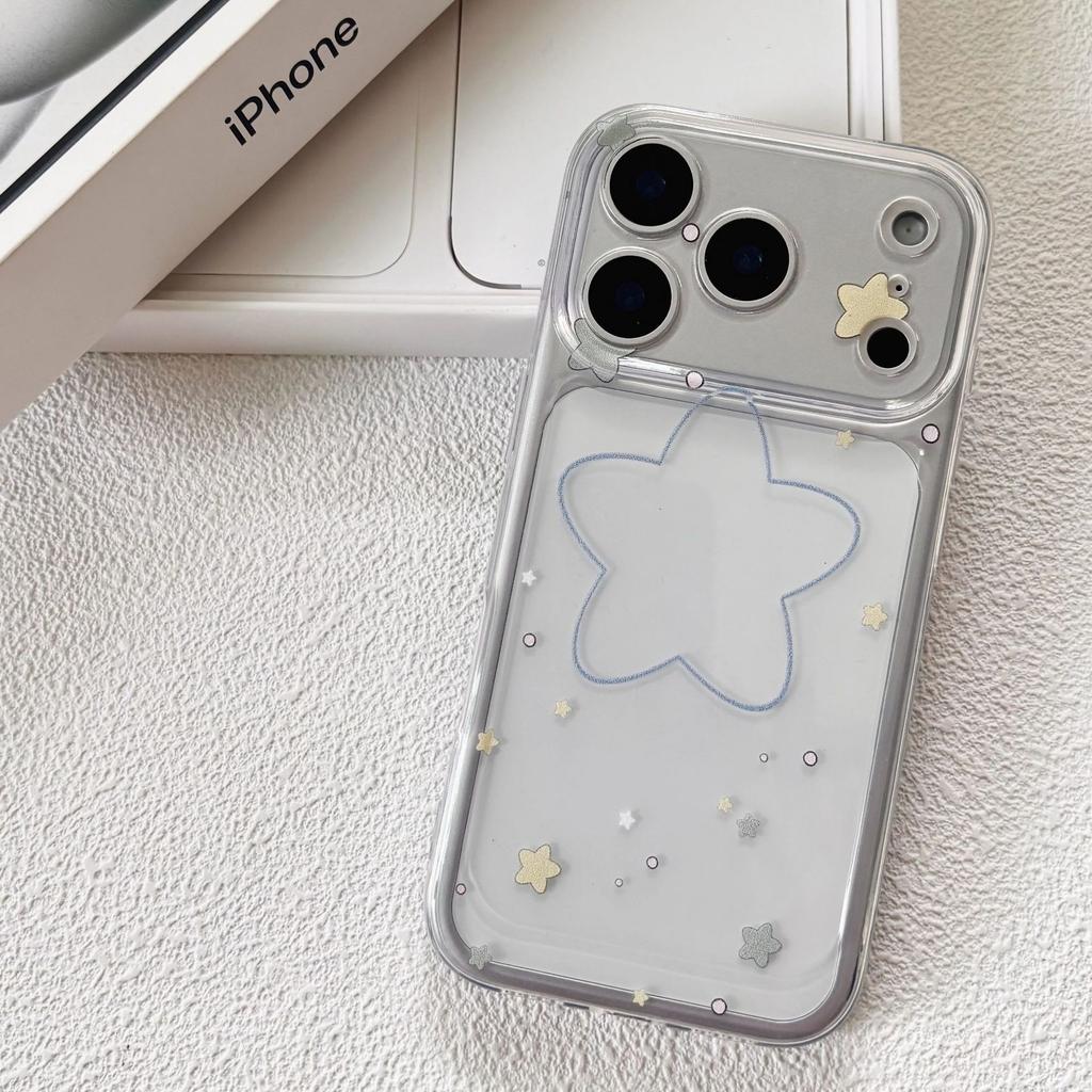 Ins Korean Niche Stars Are Suitable for Apple 16/17Pro Mobile Phone Case IP15 Transparent 14 Space Case 13Pro Soft