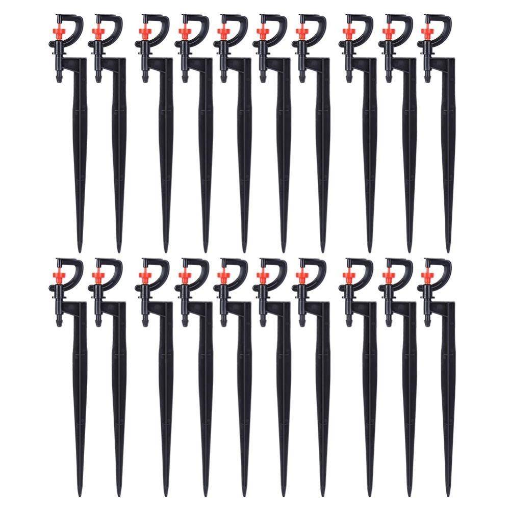 20PCS Wide Coverage Rotating Sprinkler Nozzle Plastic Micro Spray Head Flower Bed Irrigation