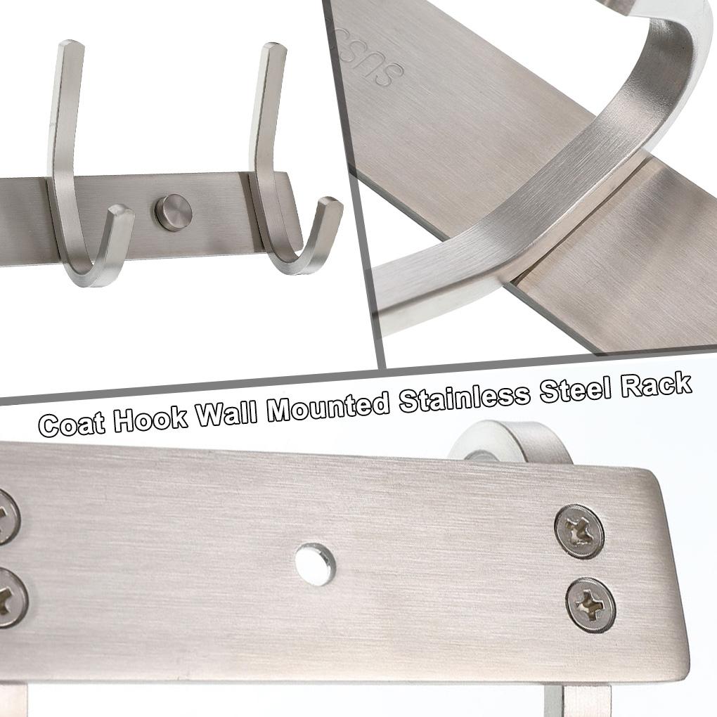 Wall Mounted Coat Hook Rack Steel 5-Hook Clothes Hanger Door Back Towel Storage