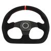D Shape Steering Wheel 12.8in Suede Leather Race Style Steering Wheel with Red Stitch and Horn Button