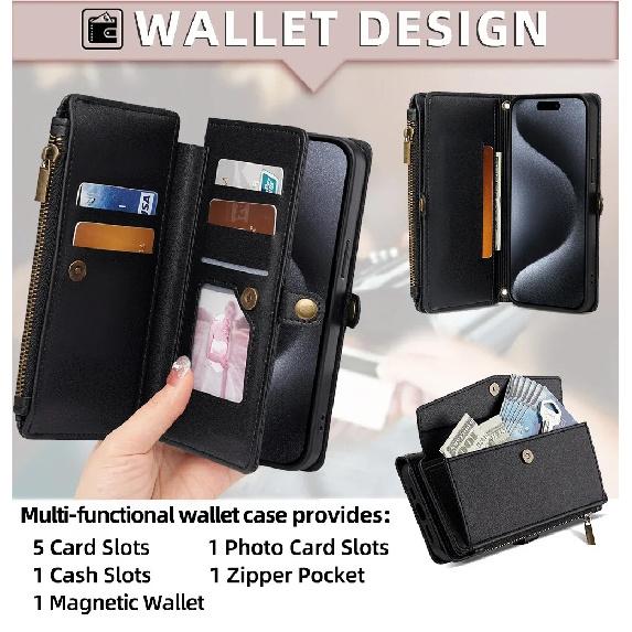 Flip Cover PU Leather Zipper Wallet Phone Case For OnePlus Turbo ACE 6T 6 6V 15 15R 5G Solid Color Multi-Functional Plain Bags