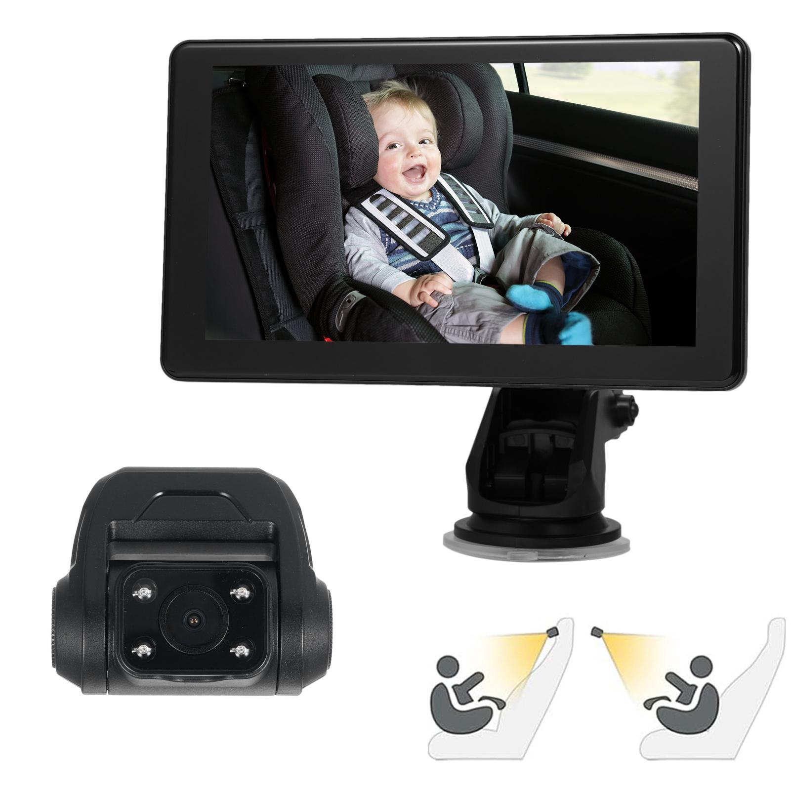 

Baby Car Camera, 7 Back Seat Baby Car Mirror with Infrared Night Vision, Video Recording Function, Clear Wide View, чёрный