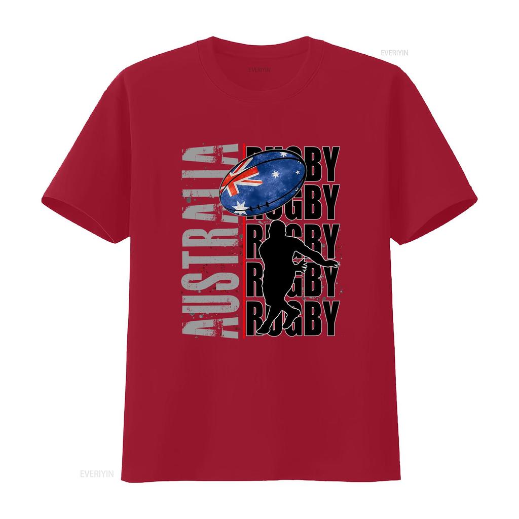 Cool Streetwear Australia Rugby Australian Flag Ball Player Silhouette Print Casual T Shirt Vintage Fashion Comfortable