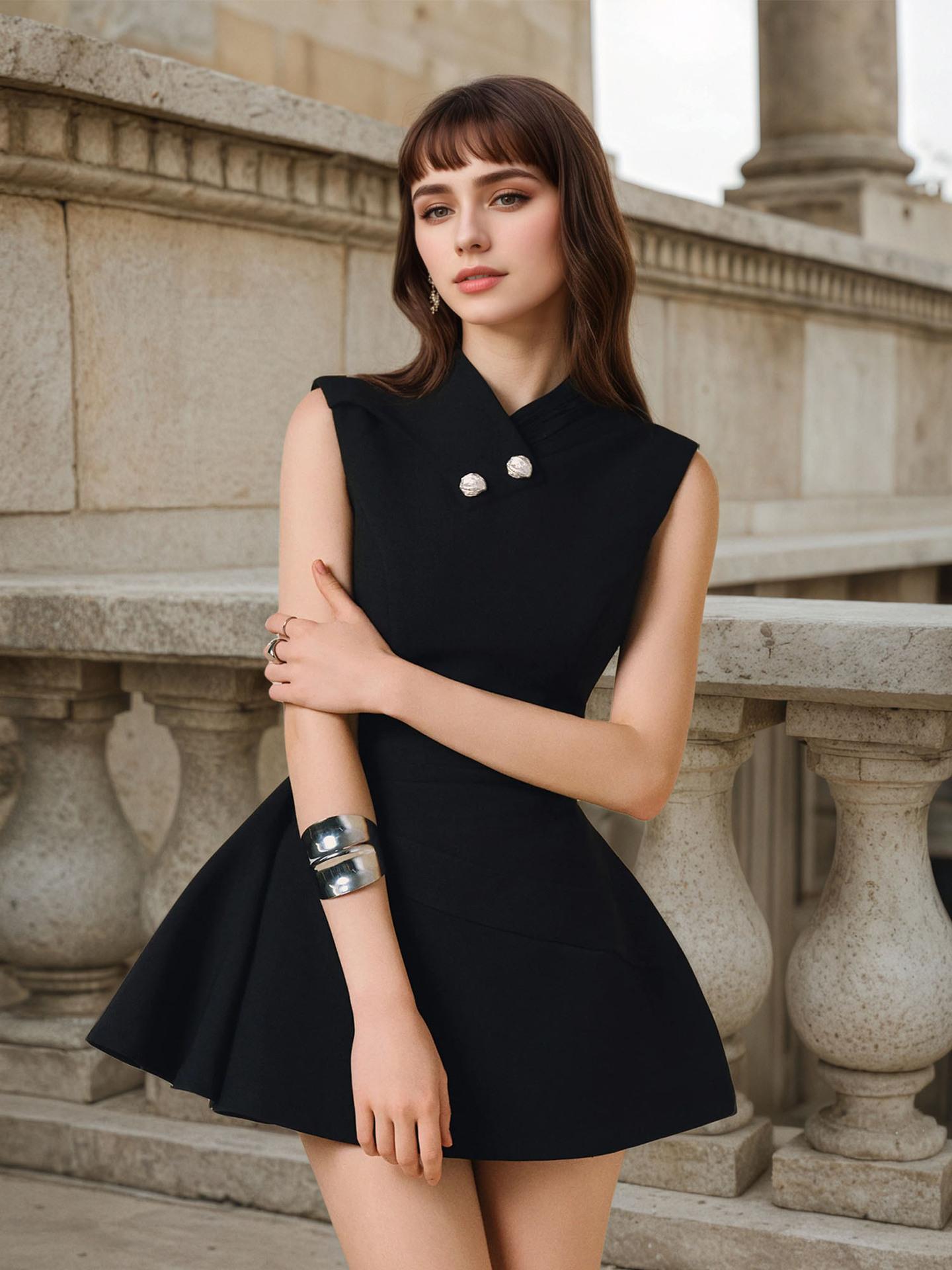 2025 spring new European and American fashion women s clothing sleeveless mini thin dress high sense S