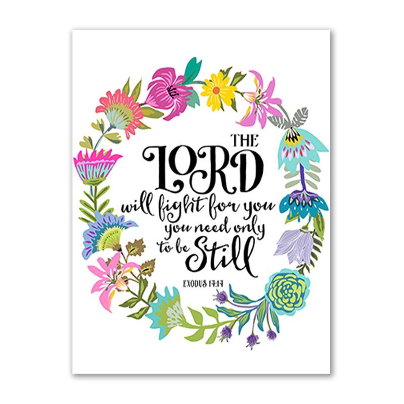 Kwiatowe plakaty akwarela ścienna drukowany obraz werset biblijny płótno sztuka chrześcijańska bóg cytat obraz na płótnie obraz pokój dziecięcy Home Decor