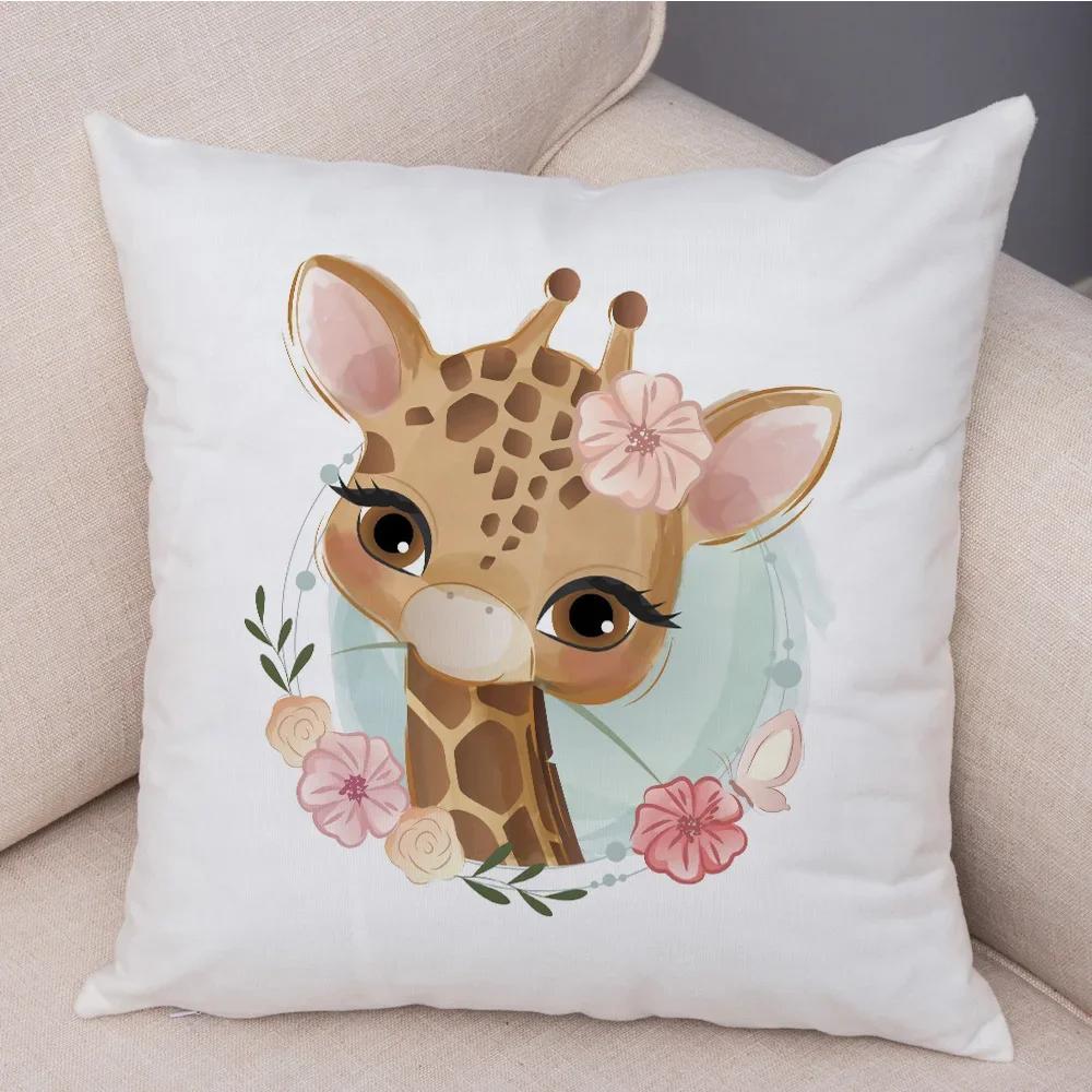 

Супер мягкий плюшевый милый мультяшный жираф, элегантный лев, наволочка, скандинавский декор для детской комнаты, милый чехол для подушки с животными для дивана, дома 66x66cm коричневый