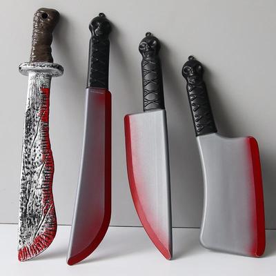 Halloween Simulation Props Pu Blood Machete Funny Plastic Kitchen Knife Ghost Festival Cosplay Scene Layout Foam Safety Toys