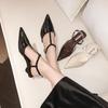Fashion New Summer Pointed Toe Women Sandals Fashion Singbacks Mules Shoes Ladies Elegant Low Heel Stripper Party Sandals Zapatos Mujer