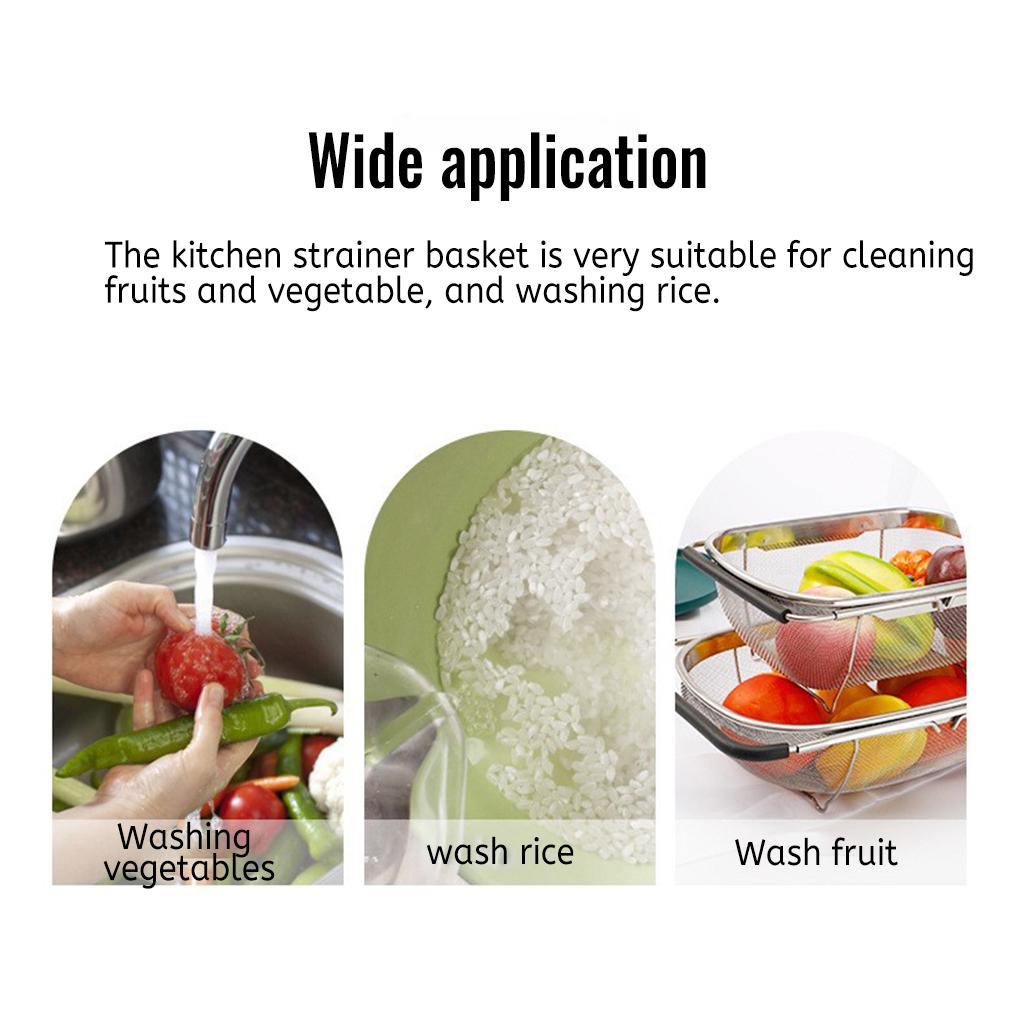 Ausziehbarer Küchenabtropfkorb Edelstahl Obst Gemüse Sieb Behälter Essbar Hotel Café Reinigung Abtropfsieb