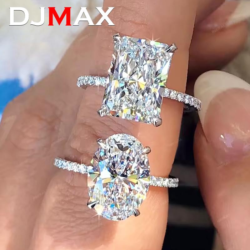 DJMAX 1-3 Karat Oval/Brillant geschliffener Moissanit-Ring Farbe D für Damen 925er Silber Verlobungsring Ehering