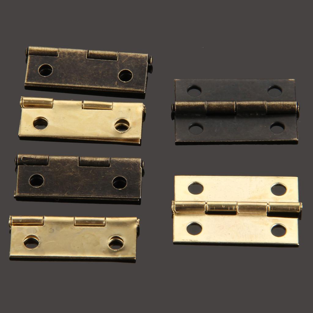 DRELD 10Pcs 24*16mm Furniture Hinges Cabinet Drawer Door Butt Hinge Antique Bronze/Gold Decorative Hinges For Jewelry Box+Screws