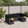 Vidaxl 6-Cz. Set di Mobili da Giardino con Cuscini, Polyrattan Nero