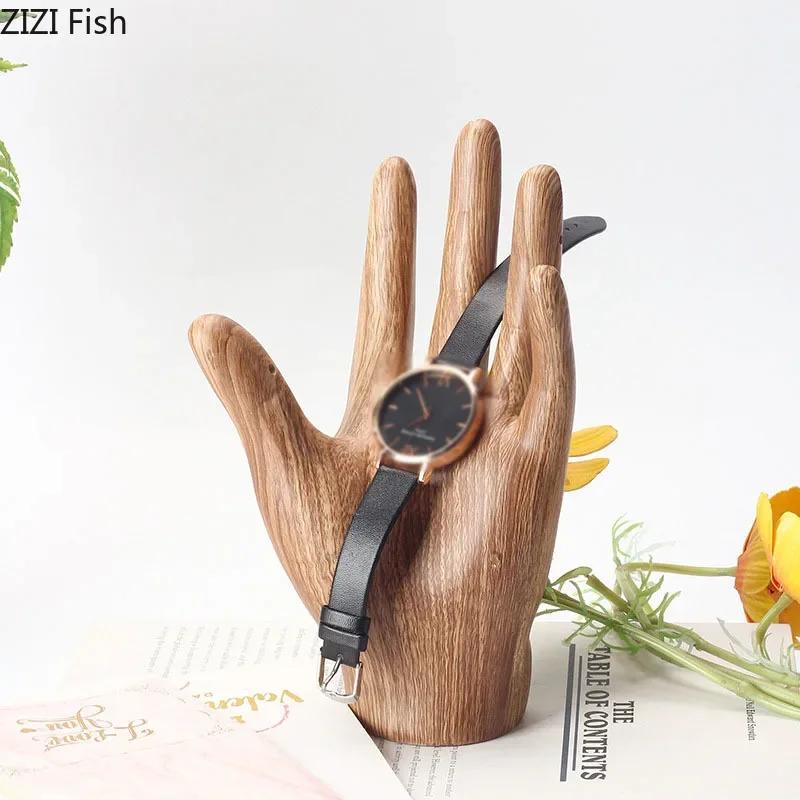 Kreative Imitation Holz Handfläche Skulptur Schreibtisch Dekoration Handwerk Charakter Handfläche Statue Harz Ornamente Raum Ästhetik Dekor