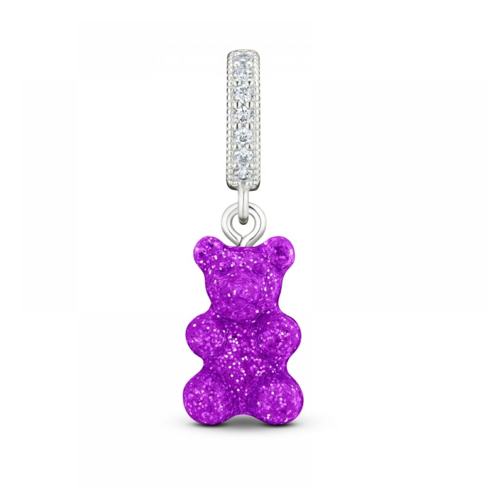         Nostalgia Bear Magenta Pave Connector Silver                         