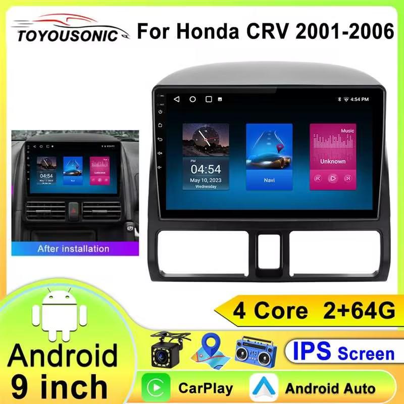 Radio auto Android 2Din pentru Honda CRV 2001-2006 CR-V 2 Player video multimedia Navigație Carplay Unitate principală stereo 9"Autoradio
