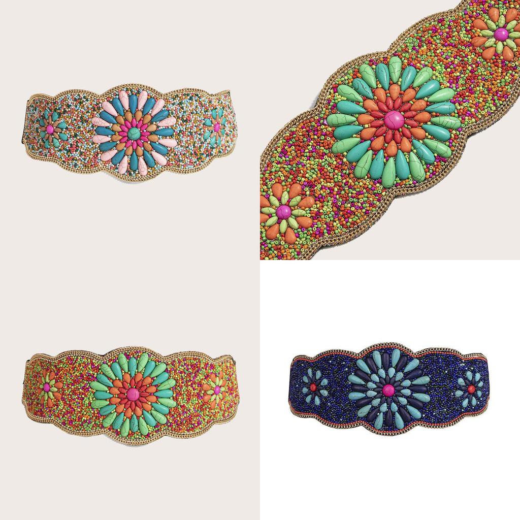 Bohemian Ladies Waist Corset With Embellished Beads And Elastic Closure For Summer Outfits