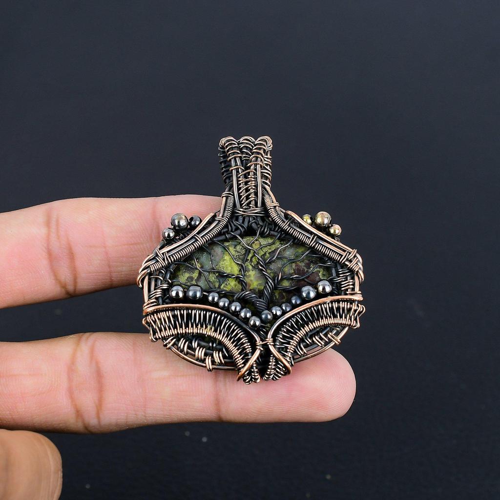 Dragon Blood Jasper 999 Copper Wire Wrapped Pendant, Handmade Gemstone Pendant Jewelry, Gifts For Wife Brand New Pendant
