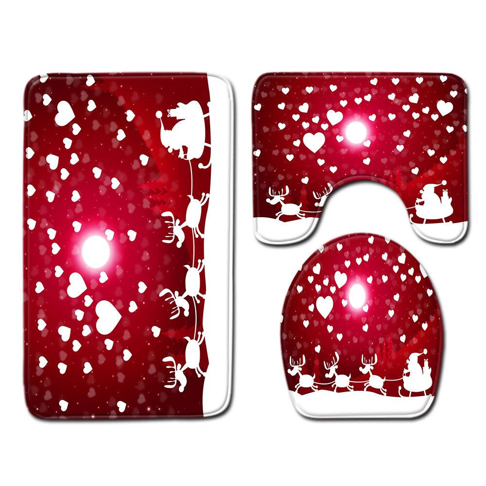 Christmas Bathroom Floor Mat Toilet Three-Piece Set