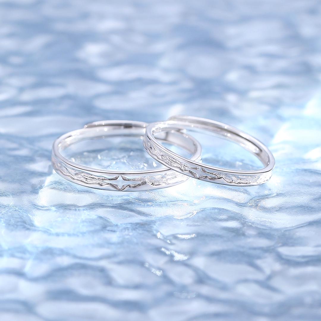 

Кольца для пар из стерлингового серебра 925 пробы Blue Star Water Rhythm - Свадебные кольца класса люкс для мужчин и женщин PR003903 Sterling Silver