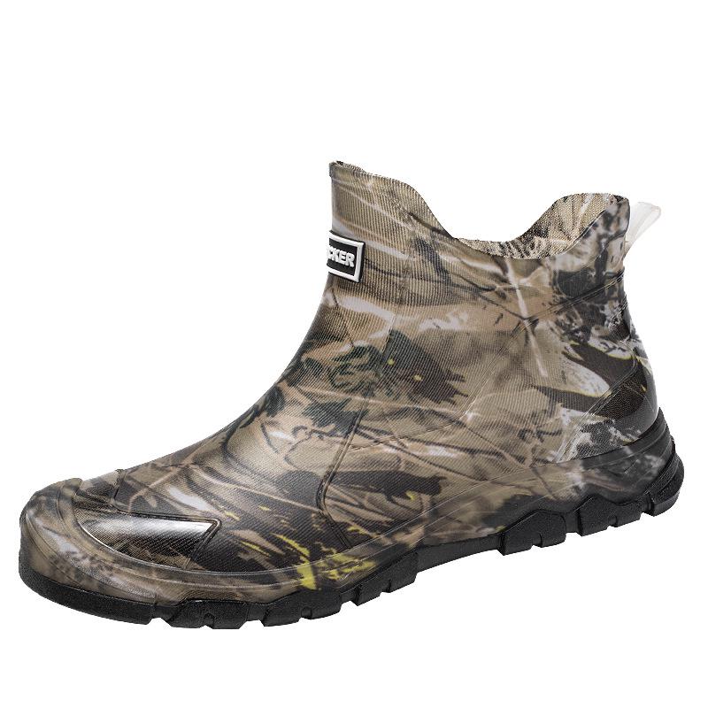 Men's Camouflage Non-slip Waterproof Rain Boots for Outdoor Wading, Hiking, and Camping