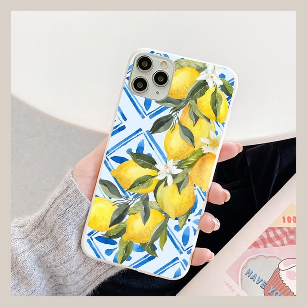 Fruit Lemon Phone Case For IPhone 14 11 12 13 Mini Pro Xs Max 8 7 6 6S Plus X XR Solid Candy Color Case