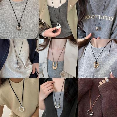 Geometric Leather Cord Adjustable Necklace - Simple Fashion for Women