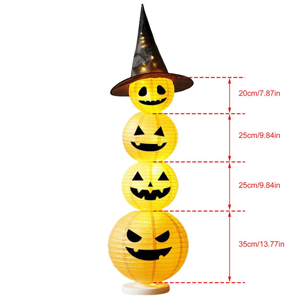 Halloween Decorative Pumpkin Paper Lantern W/ Witch Hat Halloween Pumpkin Light Jack-O-Lantern Pumpkin Light for Parties Outdoor