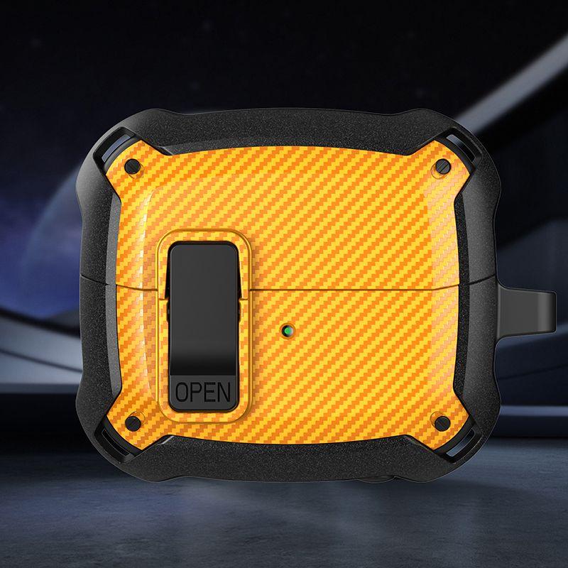 

Чехол-замок для Galaxy Buds 3 Pro Защитный чехол для наушников Samsung Buds3 с пряжкой, противоударный, простой, мягкий, креативный Galaxy Buds 3 Pro send Hook Yellow-Carbon pattern