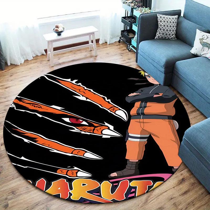 Naruto Fire Sage Mode Round Area Rug Carpet Rug For Living Room Bedroom Sofa Playroom Decor Nonslip Floor Mat