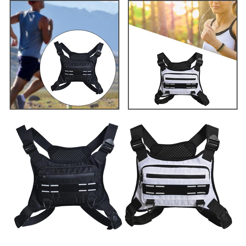 Nylon chest pocket, running backpack, vest, phone and accessory holder,