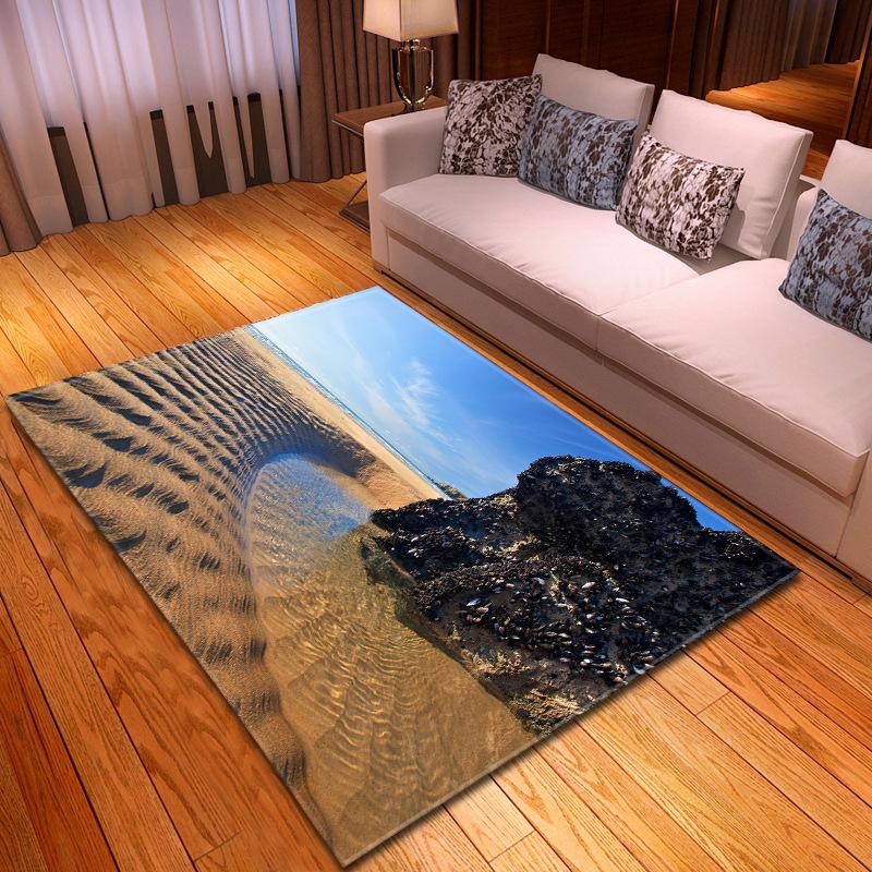 Beach Concept Landscape Living Room Carpet Bedroom Dining Room Floor Mat Pattern Size