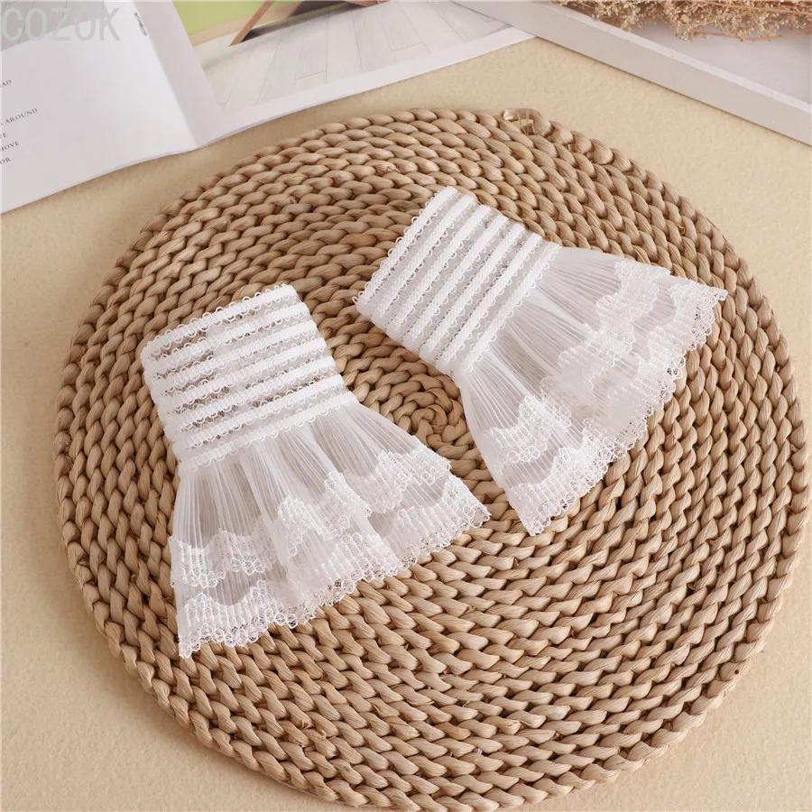 Cross-border Pleated Mesh Lace Sleeves Women's Decorative Cuffs Replacement Fake Sleeves