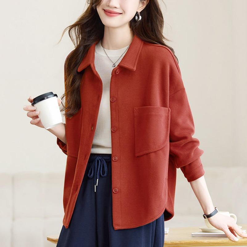 Spring Autumn Womens Hoodie Coat Loose Fit Korean Style Fashionable Belly Cover Cardigan Casual Top