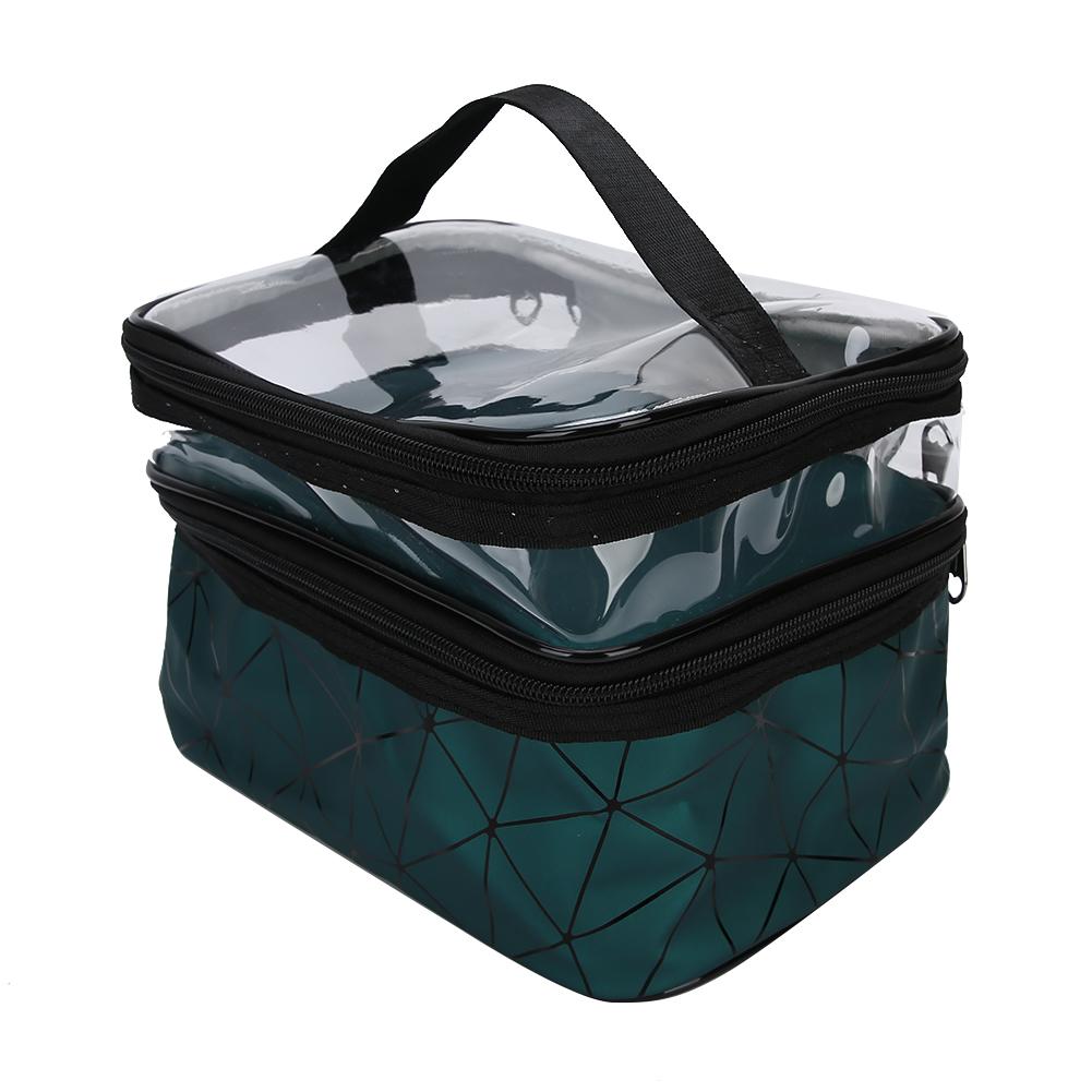 

Многофункциональный косметический кейс Двухслойная портативная косметичка Органайзер для хранения туалетных принадлежностейЗеленый зелёный