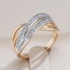 Luxury  Rose Gold And  Natural Zircon Ring Geometric Line Cross Wedding Rings For Women Fashion Daily Jewelry