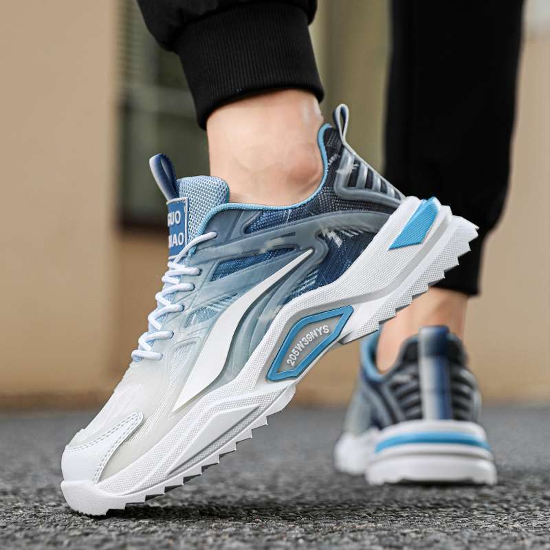 Men's shoes summer 2025 new breathable mesh youth running sports shoes casual non-slip heightening dad trendy shoes