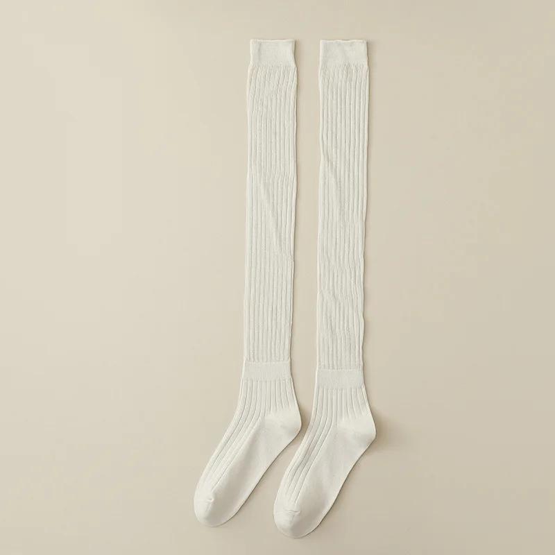 Women Stockings JK Girls Knee High Socks Thigh High Stockings College Style Solid Color Black White Gray Socks Thigh High Socks