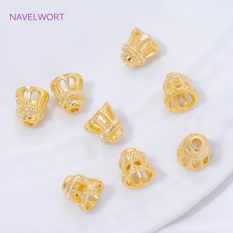 5/10Pcs 18K Gold Plated Beads Cap For Bracelets,Brass Spacer Beads Caps,End Caps For Jewelry Making Supplies,Beads Separators