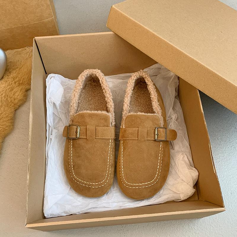 

Lazy people pedal Mao Mao shoes for women to wear in the autumn and winter of 2025, new home warm soft-soled bag head single shoes 35