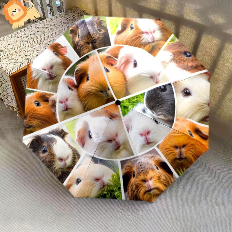 1 Stück Automatischer Faltregenschirm - Meerschweinchen-Muster, Tragbares & Faltbares Design mit 8 Speichen, Weihnachts-Geburtstagsgeschenke