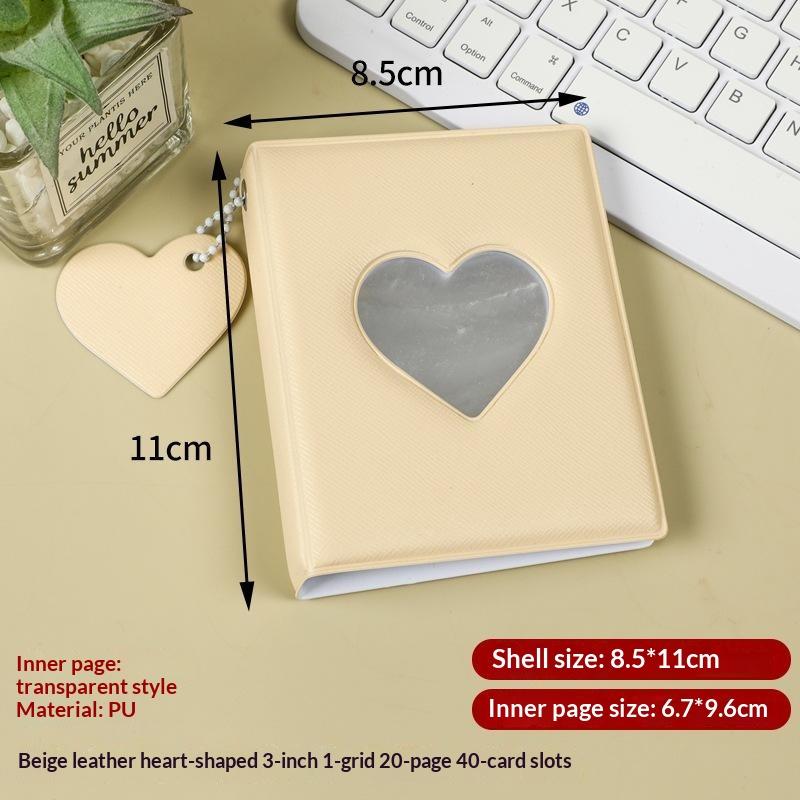 Cute Heart Design Photocard Holder 3 Inch 40 Pockets Hollow Photo Album for Teen Idol Lomo Card Collection Organization